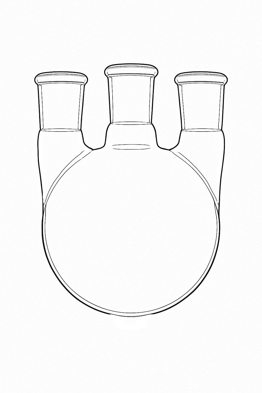 3 - Neck Round Bottom Heavy Wall Flask - Stone Glass