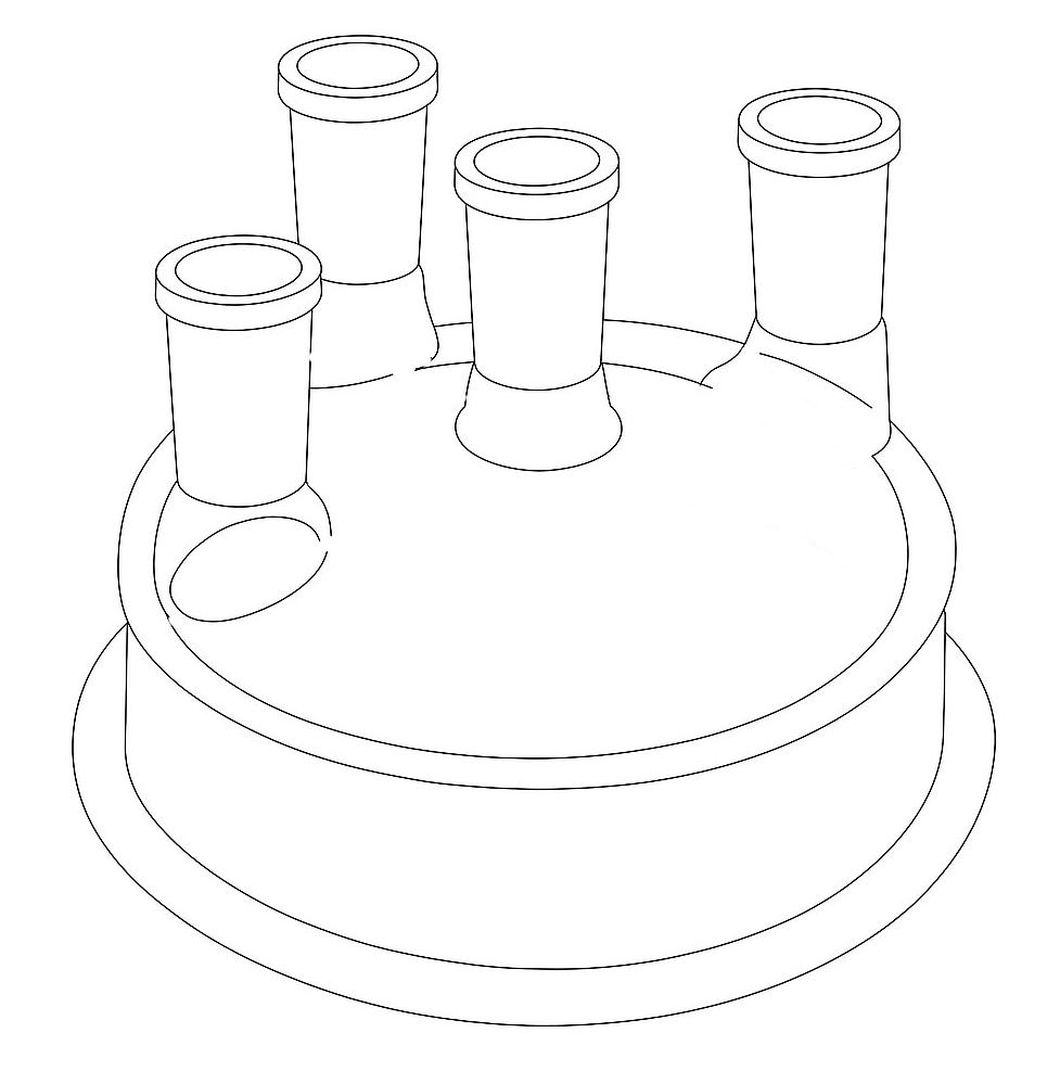 4 - Neck Reaction Vessel Lid - Stone Glass