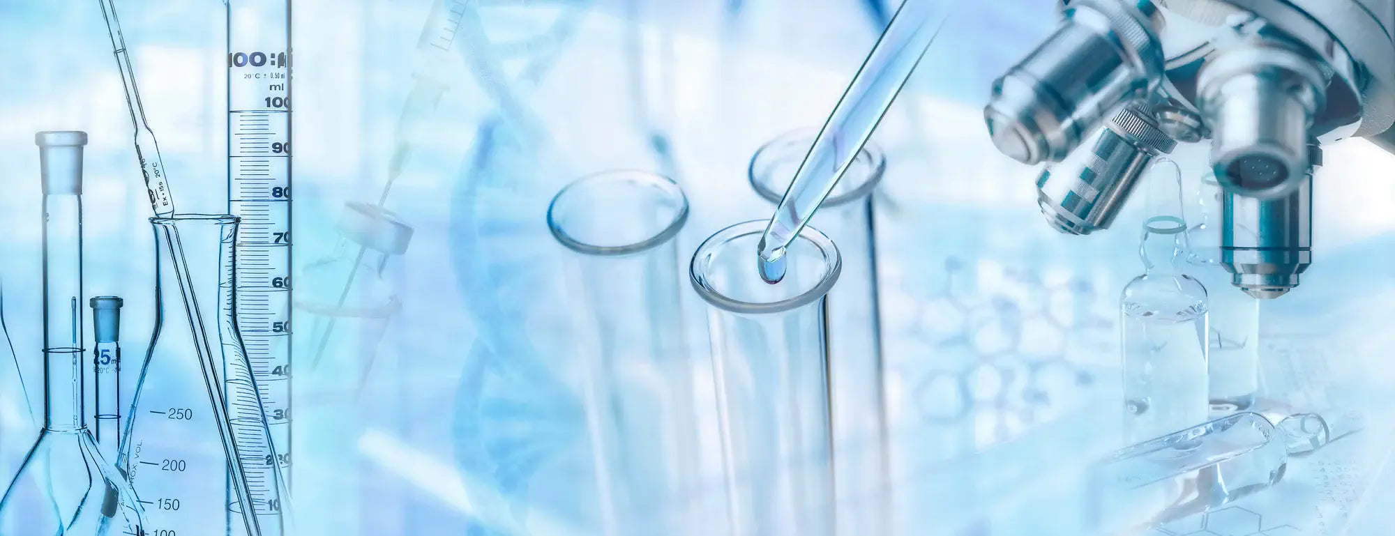 Laboratory with beakers, test tubes, and a pipette