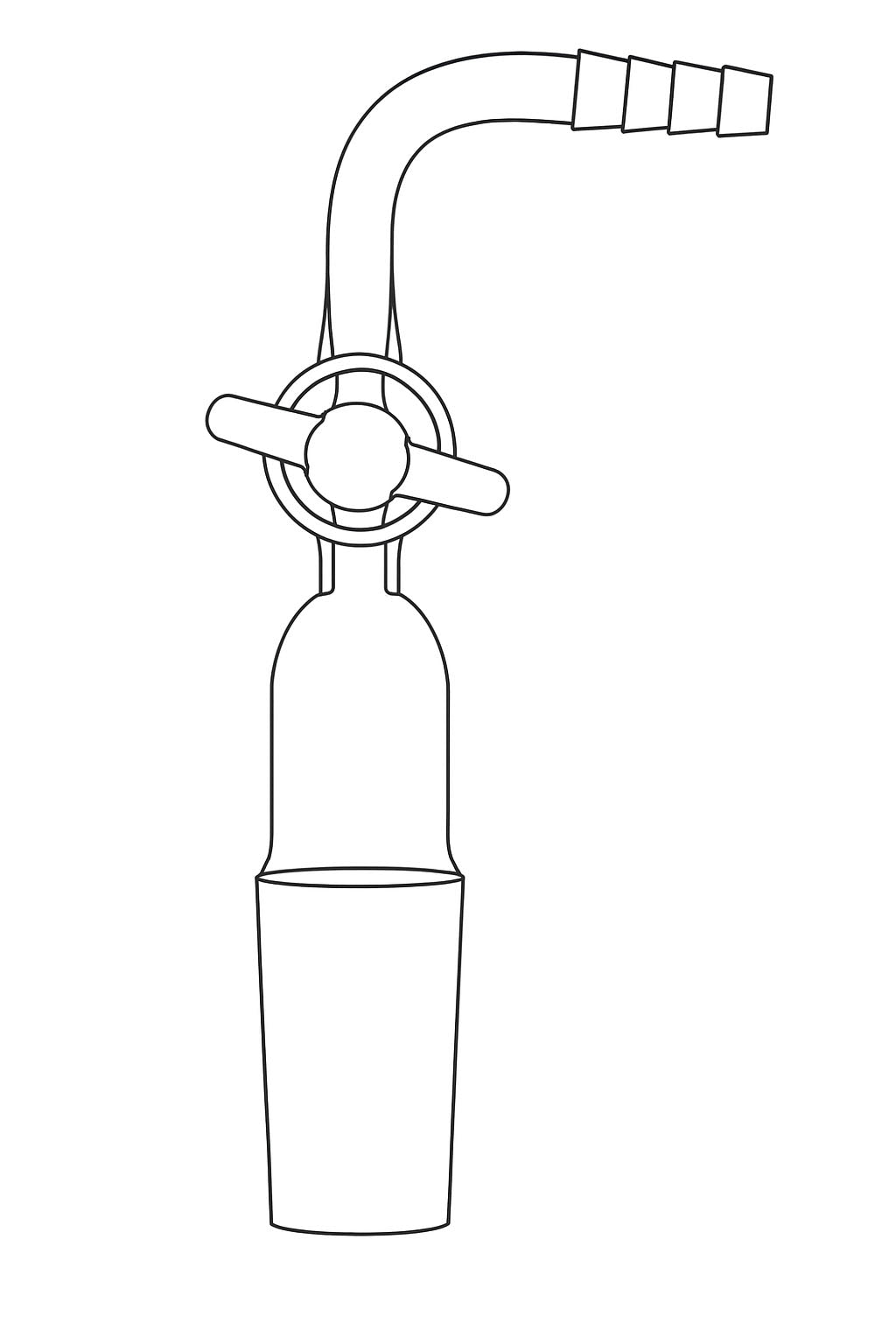 Flow Control, Glass Stopcock, 90° Adapter - Stone Glass