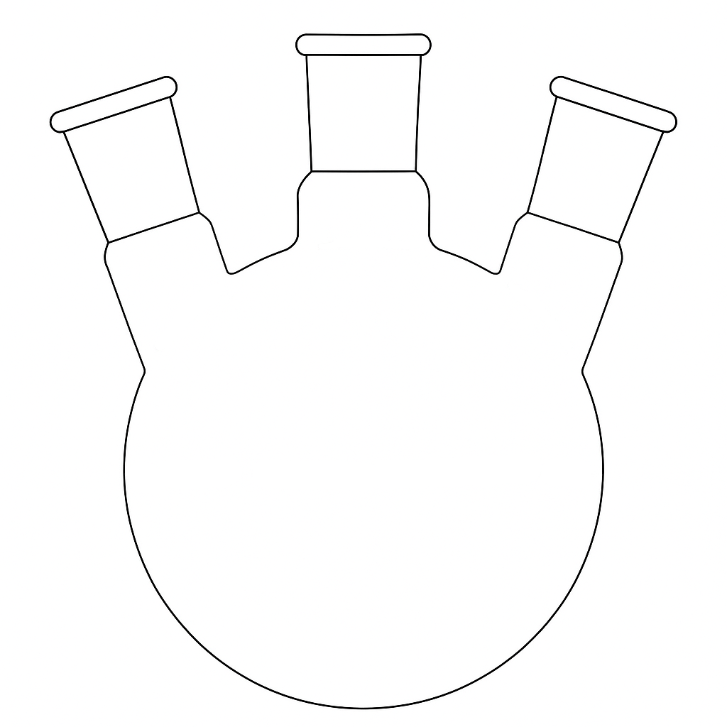 Round Bottom, 3 - Necks Heavy Wall Flask - Stone Glass