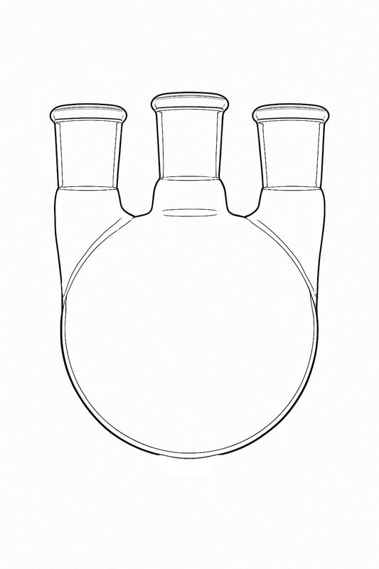 3 - Neck Round Bottom Heavy Wall Flask - Stone Glass