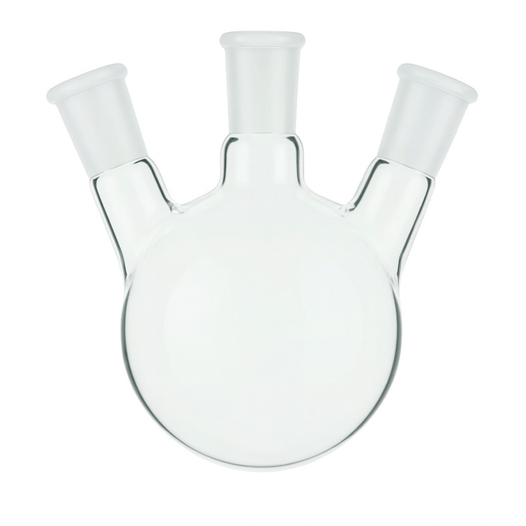 Round Bottom, 3 - Necks Heavy Wall Flask - Stone Glass